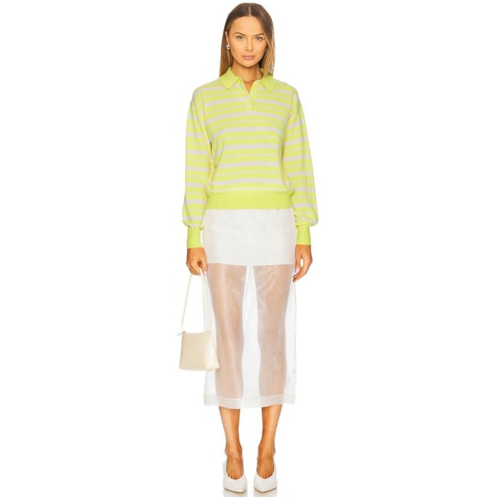 Guest in Residence Women Collegiate Stripe Polo Cashmere Sweater SMALL NWT - Picture 4 of 9